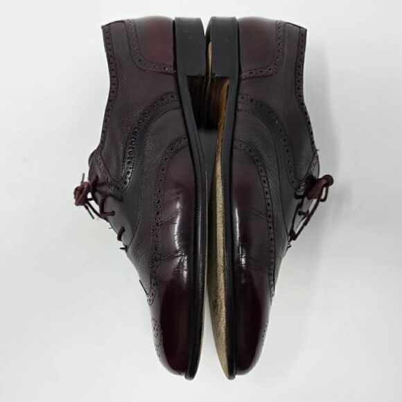 STAMATI MASTROIANNI ITALY BURGUNDY PATENT DEERSKIN WINGTIP OXFORDS MENS 10.5 - Picture 8 of 10